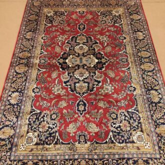 Red Persian Silk on Silk Design Knotted Carpet - 5FT X 7FT | 150CM X 210CM
