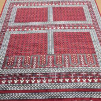 Red Family Design Hand Knotted Wool Carpet - 8FT X 10FT | 240CM X 300CM