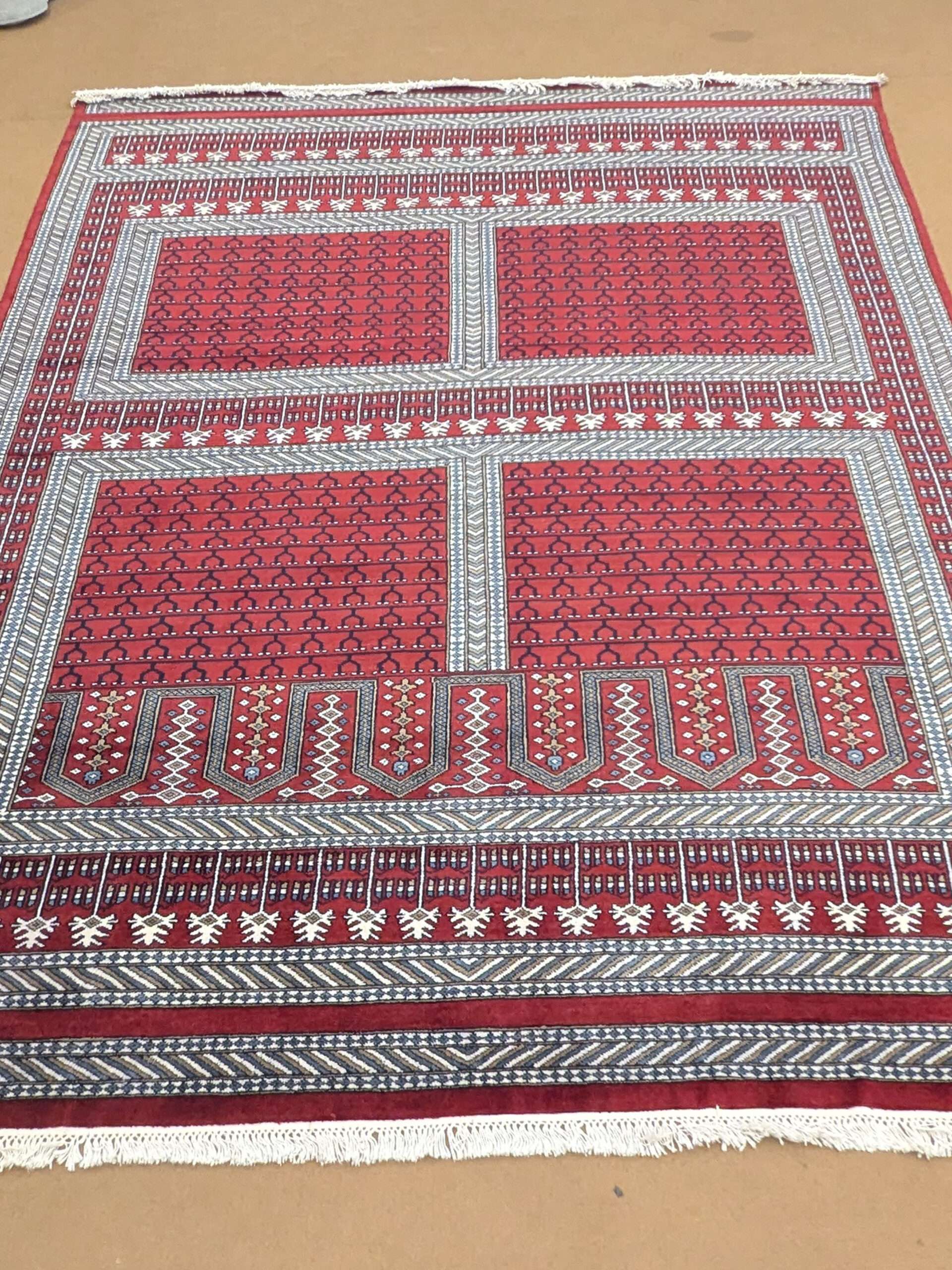 Red Family Design Hand Knotted Wool Carpet - 8FT X 10FT | 240CM X 300CM