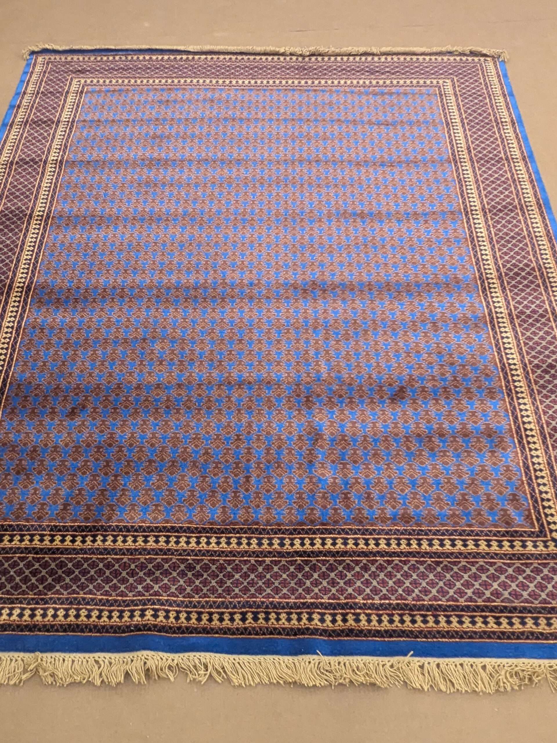 Blue Tribal Knotted Wool Carpet - 8FT X 10FT | 240CM X 300CM