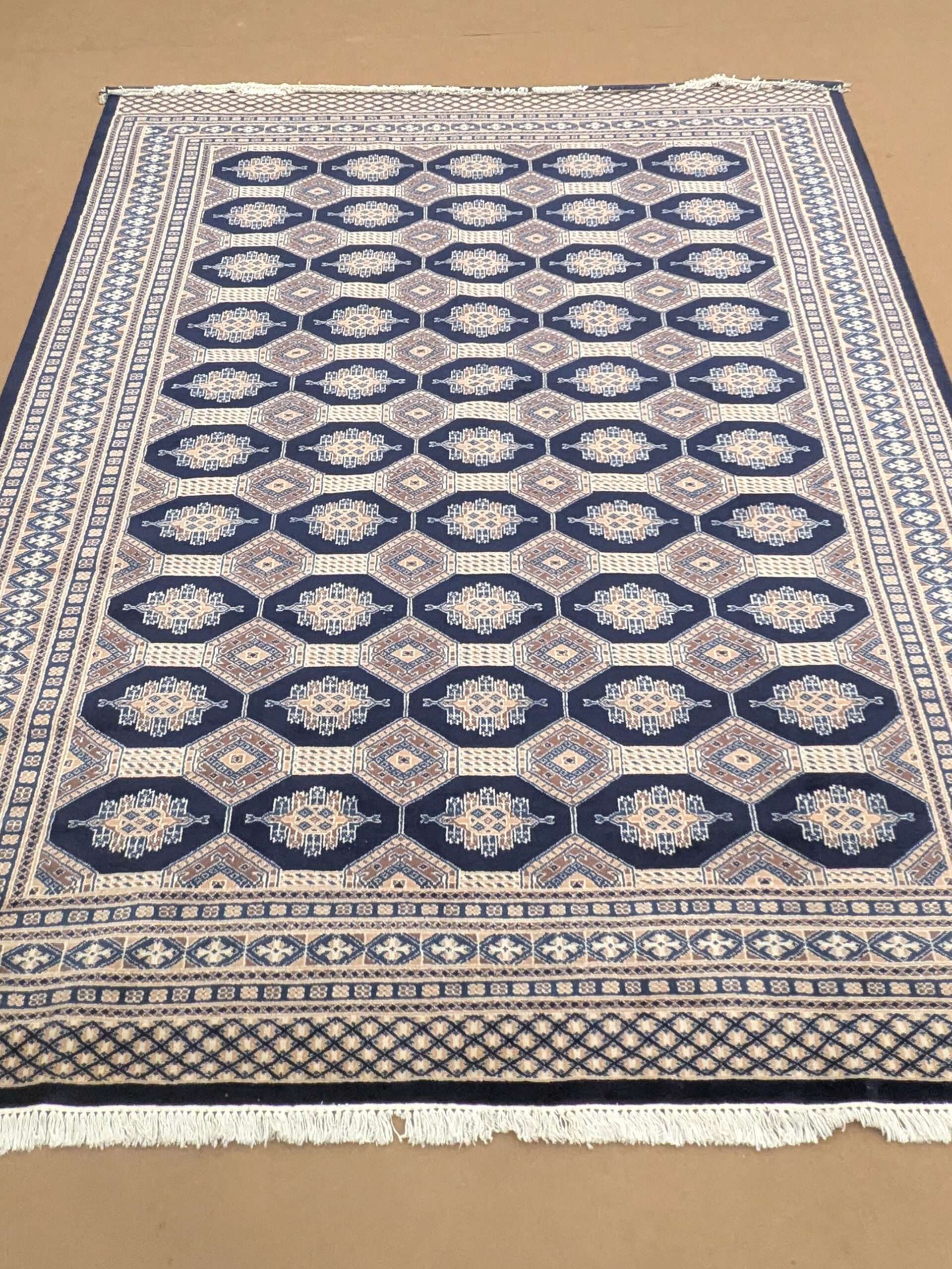 Blue Tribal Hand Knotted Wool Carpet - 8FT X 10FT | 240CM X 300CM