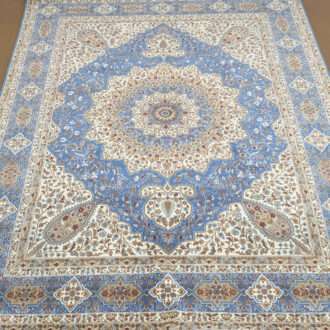 Blue Persian Knotted Wool Carpet - 8FT X 10FT | 240CM X 300CM