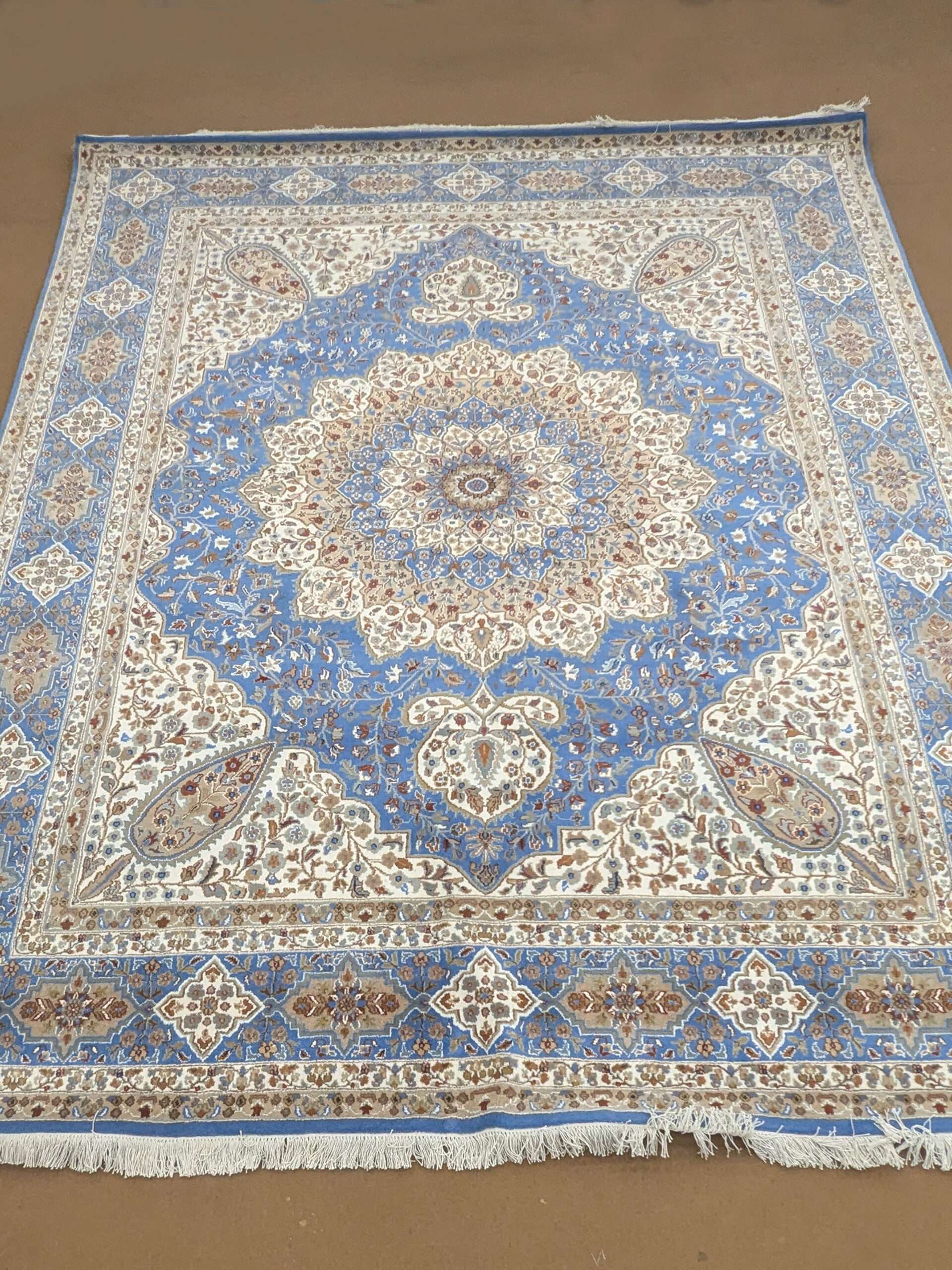 Blue Persian Knotted Wool Carpet - 8FT X 10FT | 240CM X 300CM