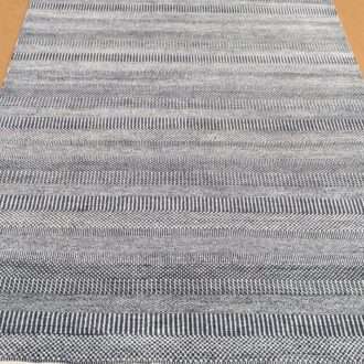 Grey Stripe Hand Knotted Wool Carpet - 6FT X 9FT | 180CM X 270CM