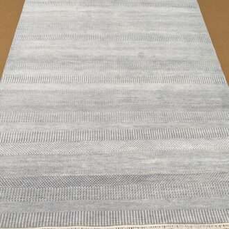 Grey Stripe Hand Knotted Wool Carpet - 6FT X 9FT | 180CM X 270CM