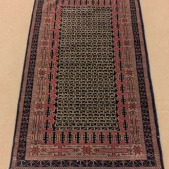 Black Tribal Hand Knotted Wool Carpet - 3FT X 5FT | 90CM X 150CM
