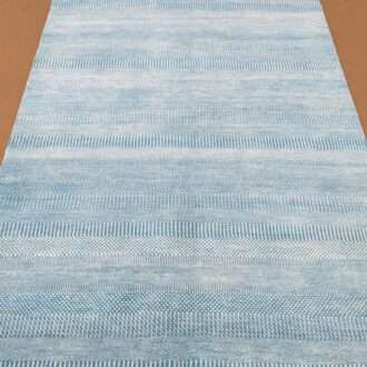 Blue Stripe Hand Knotted Wool Carpet - 6FT X 9FT | 180CM X 270CM
