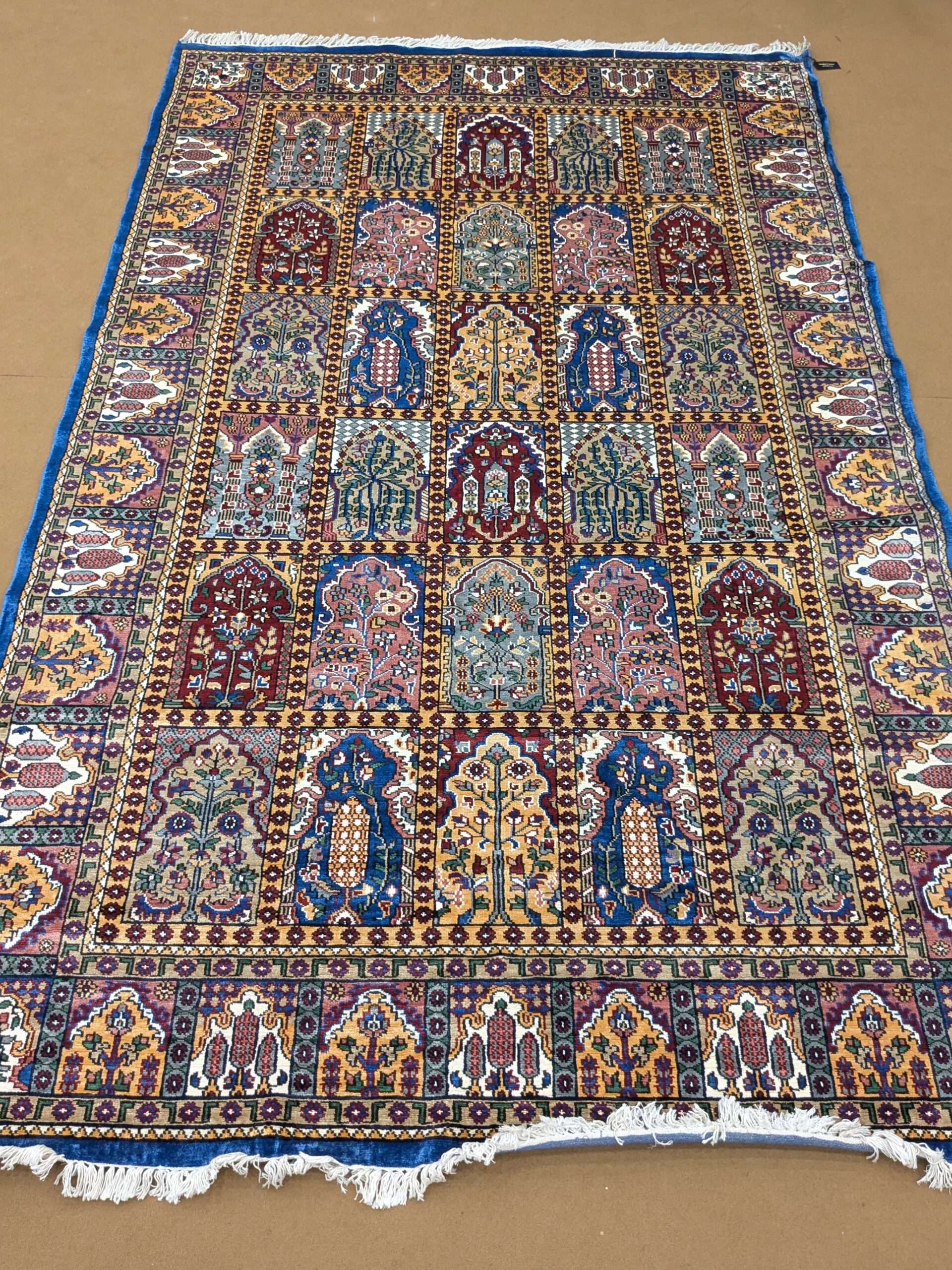 Blue Mughal Garden Hand Knotted Wool Carpet - 6FT X 9FT | 180CM X 270CM