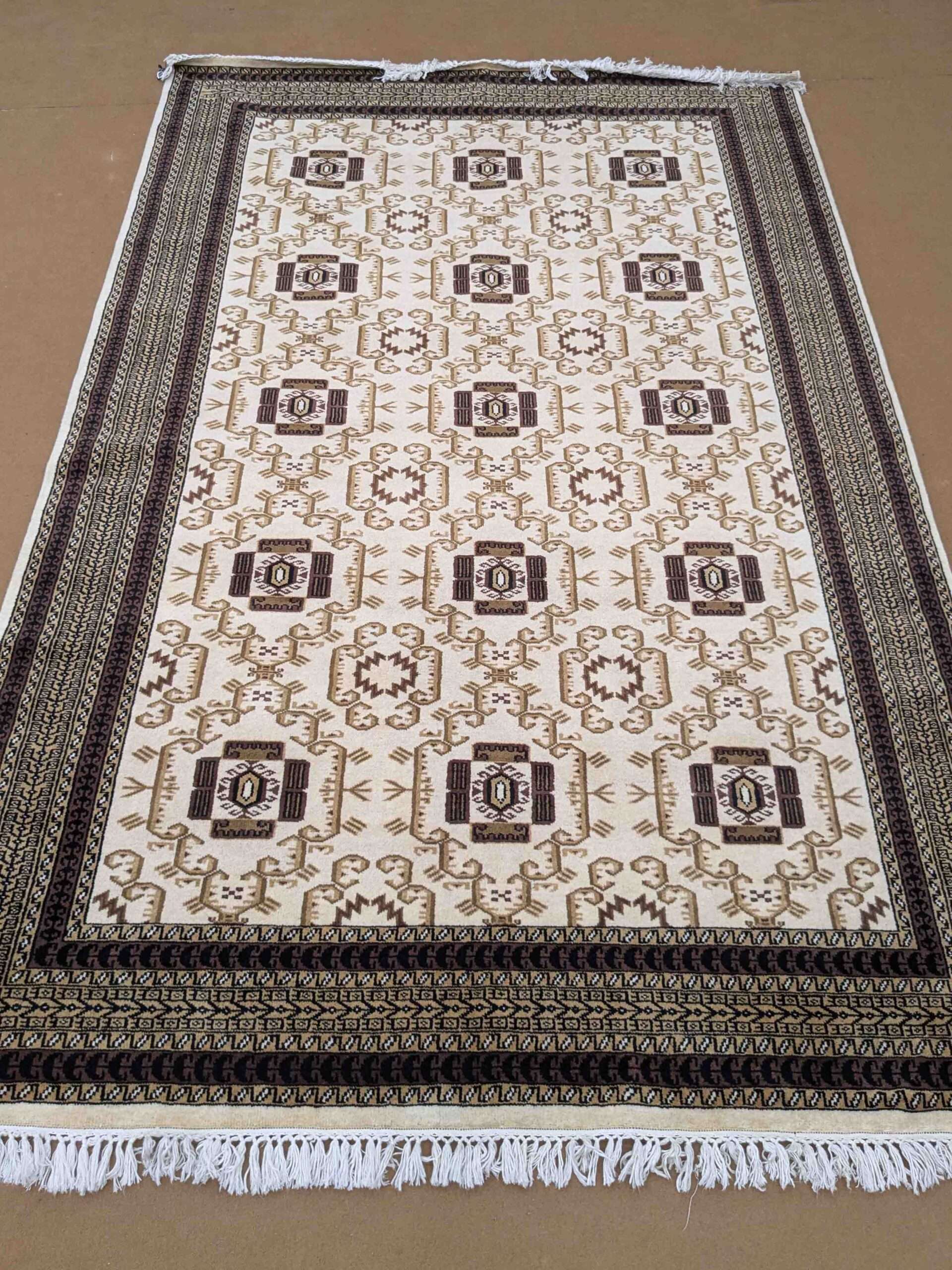 Beige Tribal Hand Knotted Wool Carpet - 6FT X 9FT | 180CM X 270CM