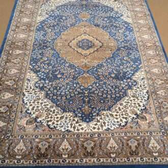 Blue Persian Design Knotted Wool Carpet - 6FT X 9FT | 180CM X 270CM
