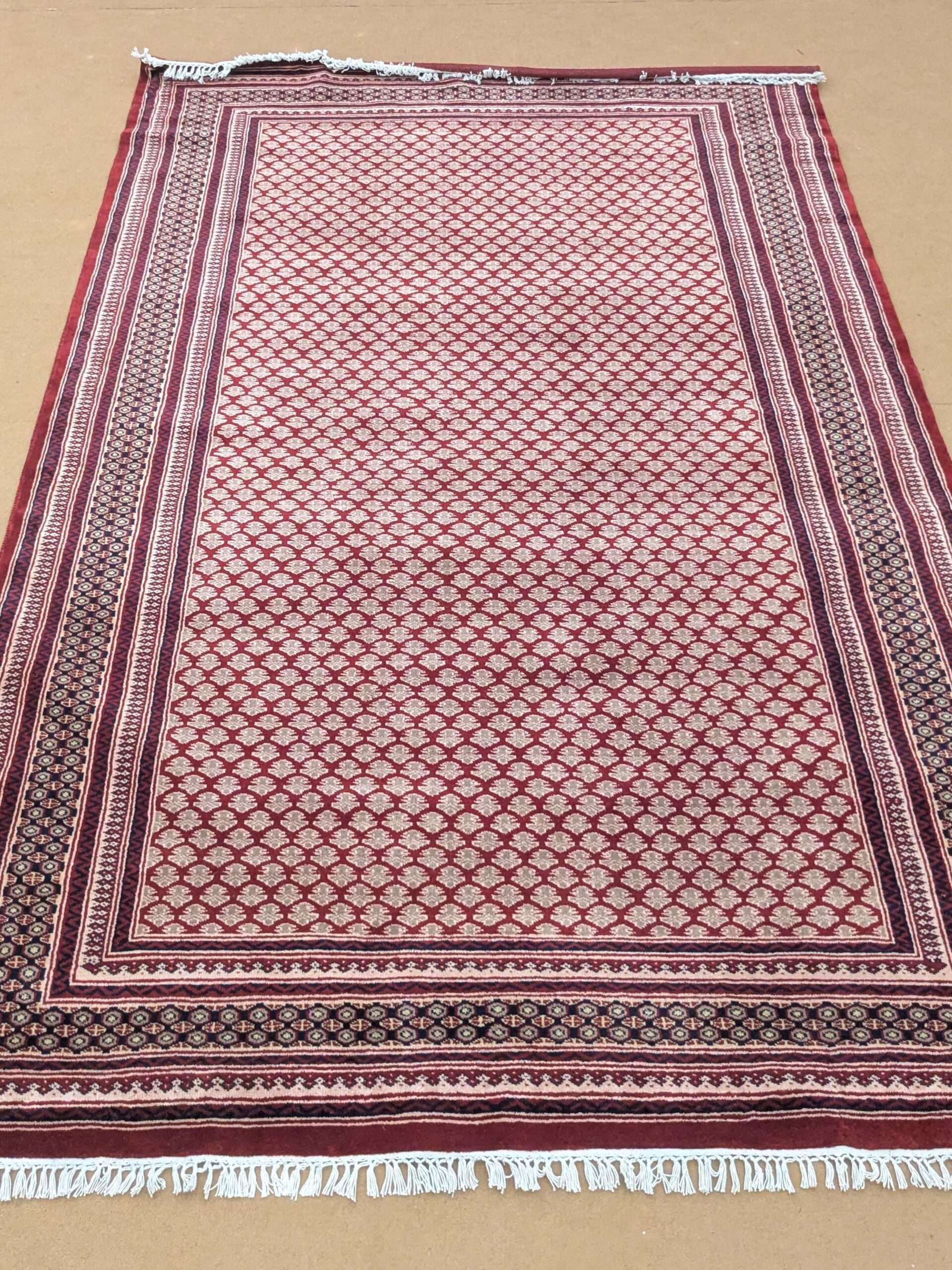 Red Baby Foot Print Design Hand Knotted Wool Carpet - 6FT X 9FT | 180CM X 270CM
