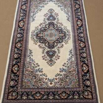 White Kirman Knotted Wool Carpet - 3FT X 5FT | 90CM X 150CM