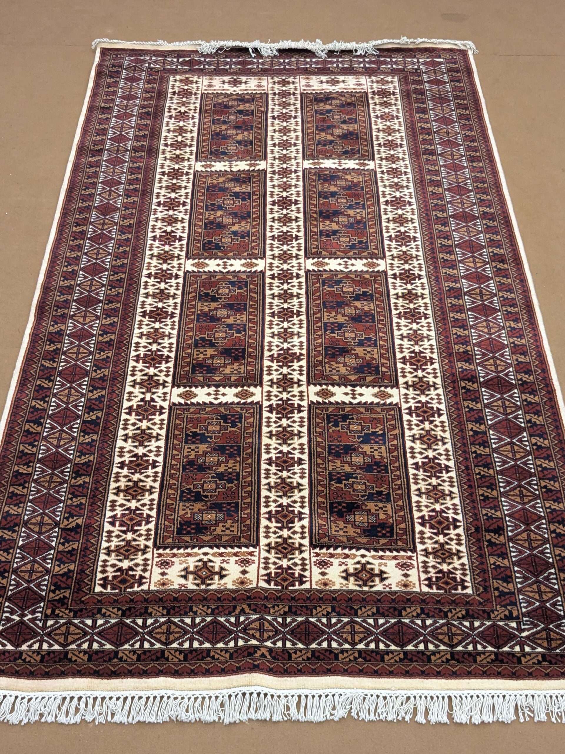 Beige Tribal Hand Knotted Wool Carpet - 6FT X 9FT | 180CM X 270CM