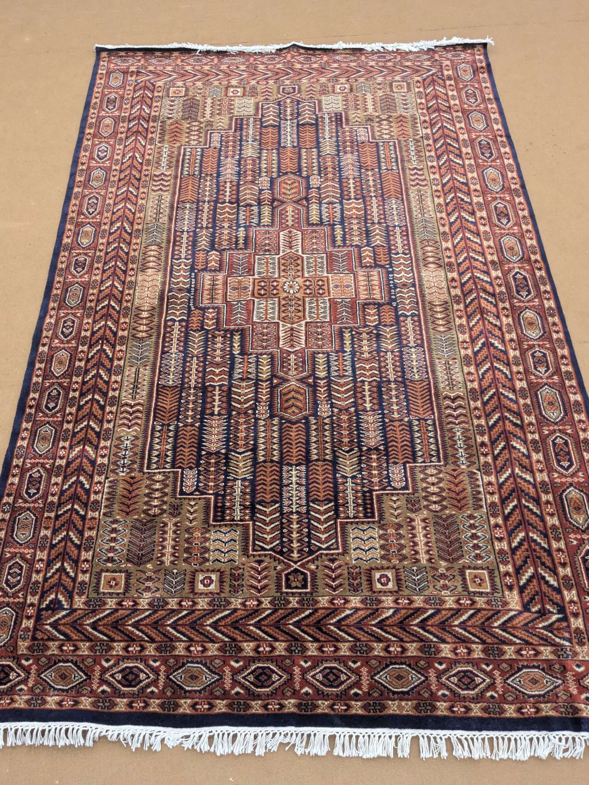 Blue Tribal Hand Knotted Wool Carpet - 6FT X 9FT | 180CM X 270CM