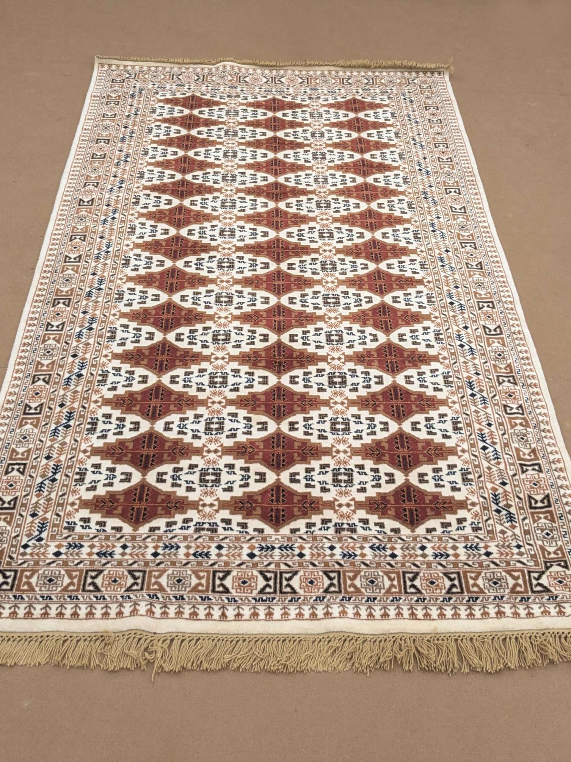 Beige Tribal Hand Knotted Wool Carpet - 6FT X 9FT | 180CM X 270CM