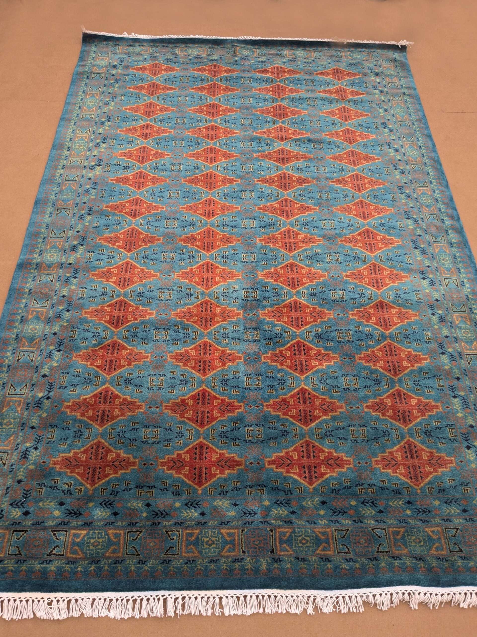 Blue Tribal Hand Knotted Wool Carpet - 6FT X 9FT | 180CM X 270CM