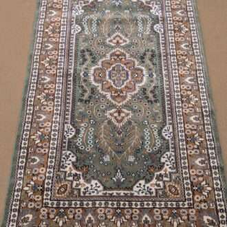 Green Persian Hand Knotted Wool Carpet - 3FT X 5FT | 90CM X 150CM