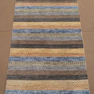Modern Stripe Hand Knotted Wool Carpet - 3FT X 5FT | 90CM X 150CM
