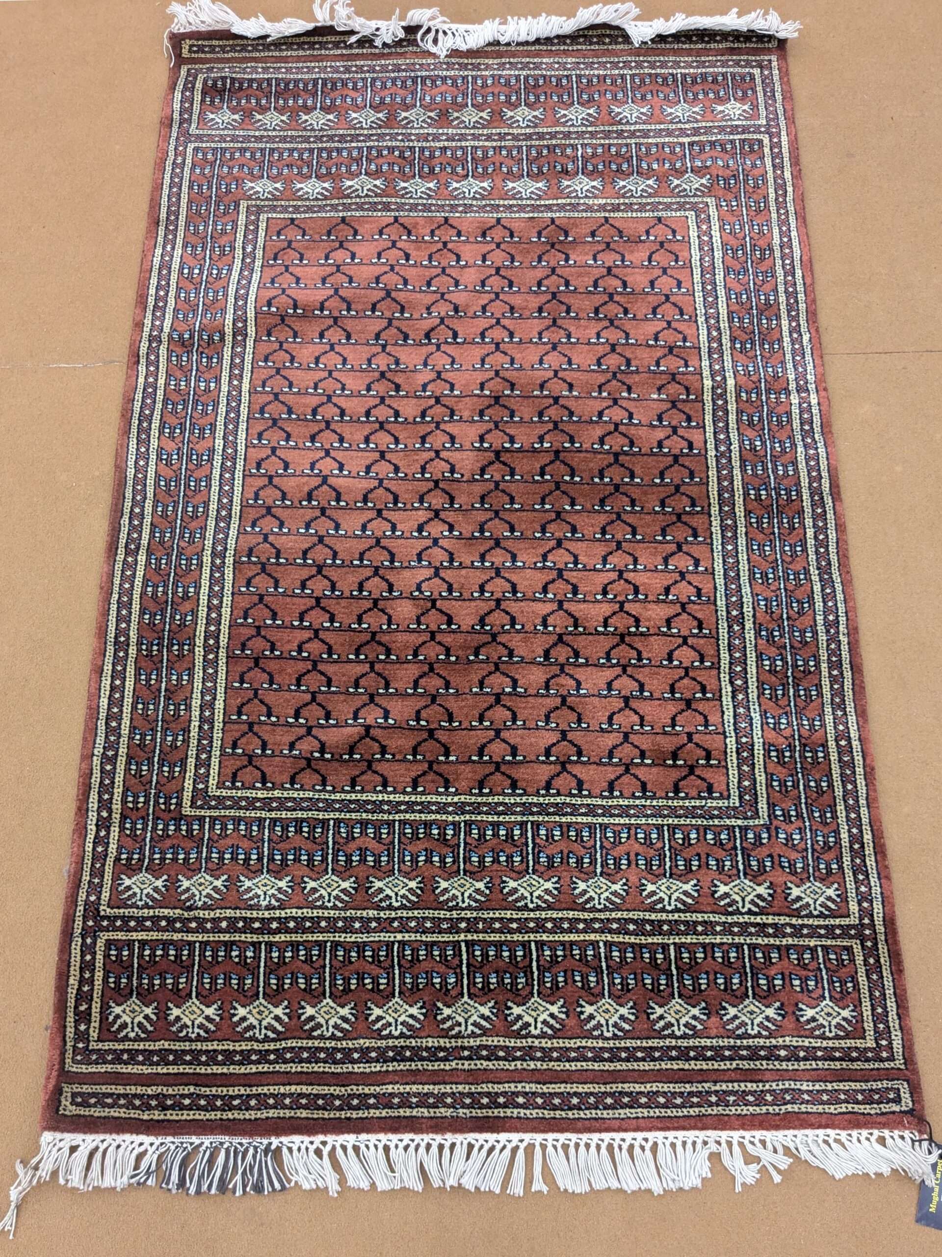 Red Family Design Knotted Wool Carpet - 3FT X 5FT | 90CM X 150CM