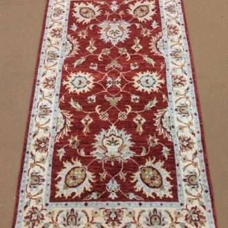 Red Floral Design Hand Knotted Wool Carpet - 3FT X 5FT | 90CM X 150CM