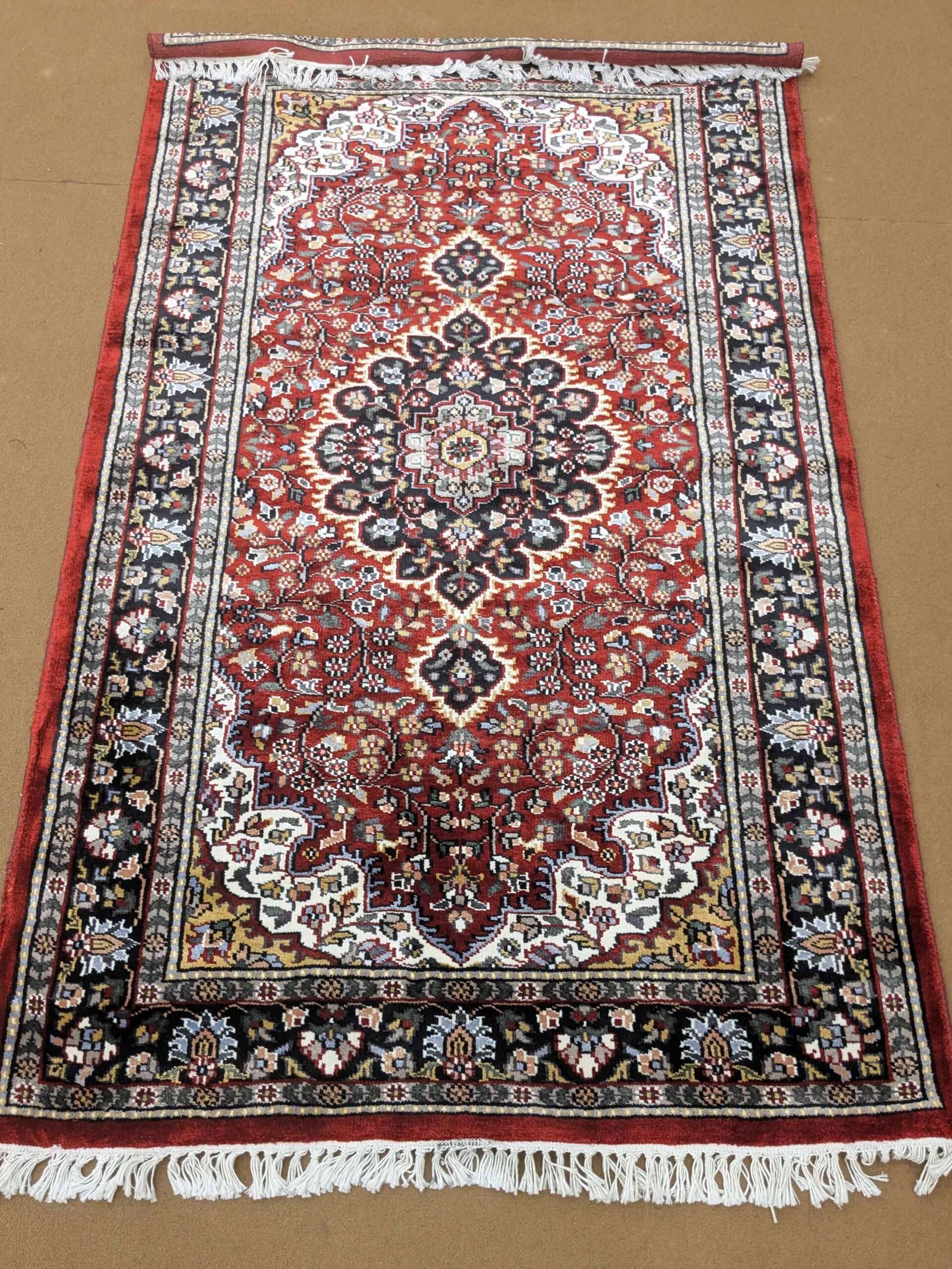 Red Persian Designer Hand Knotted Wool Carpet - 3FT X 5FT | 90CM X 150CM
