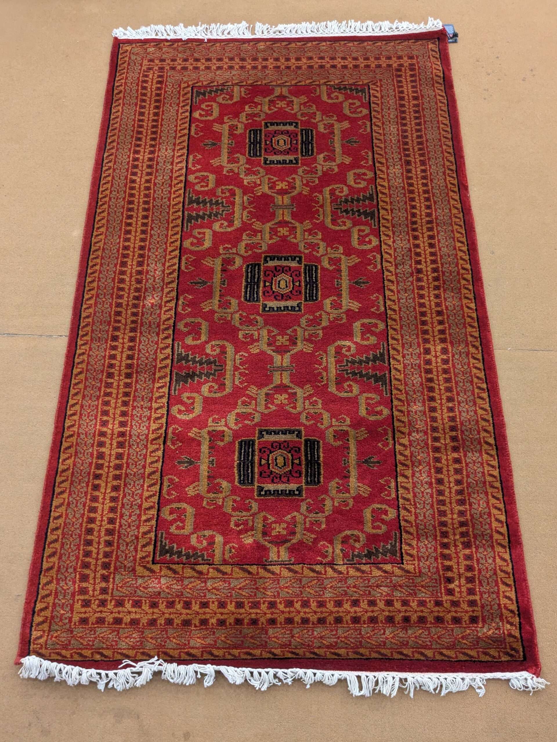 Red Tribal Hand Knotted Wool Carpet - 3FT X 5FT | 90CM X 150CM