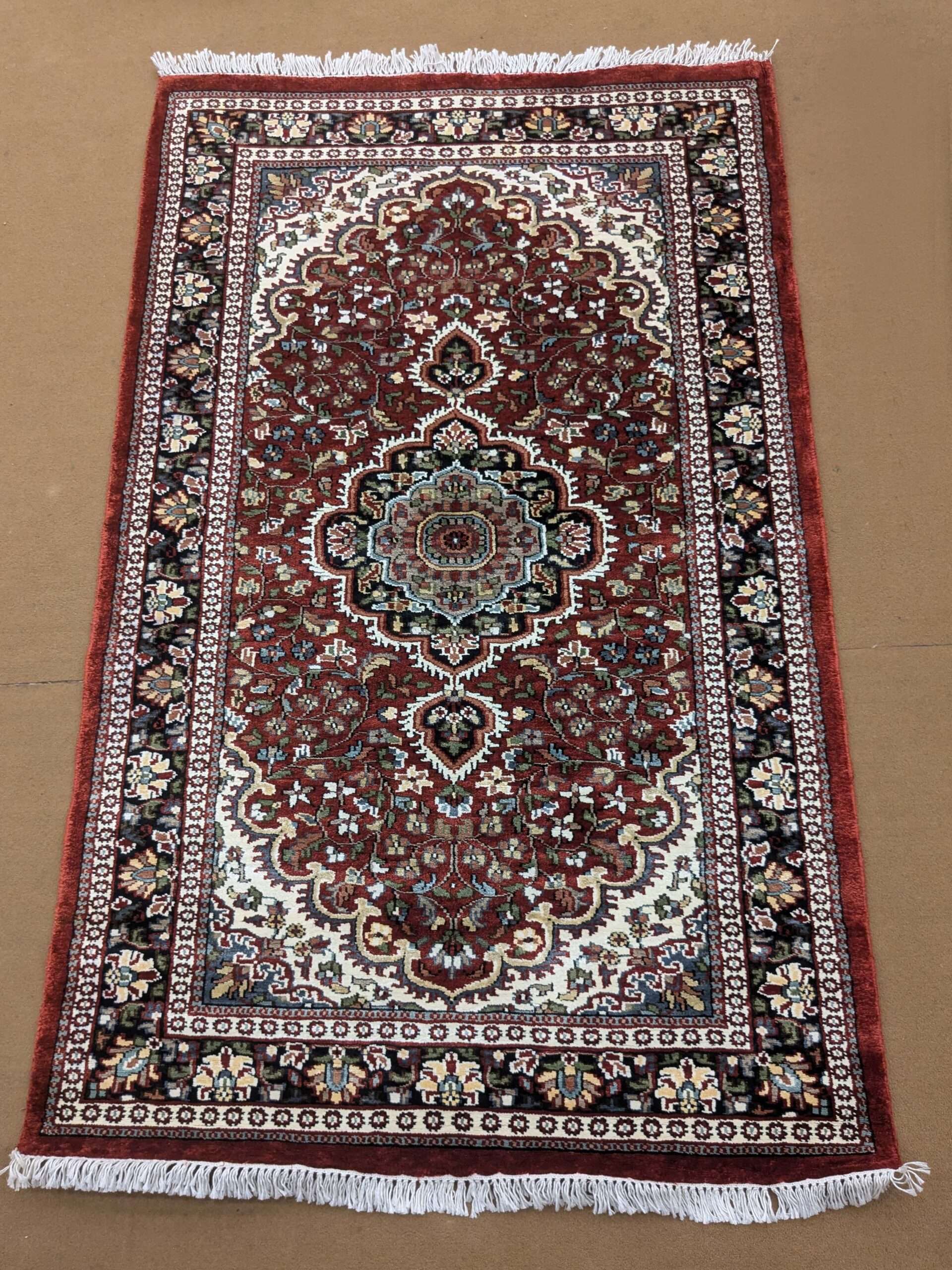 Red Persian Hand Knotted Wool Carpet - 3FT X 5FT | 90CM X 150CM