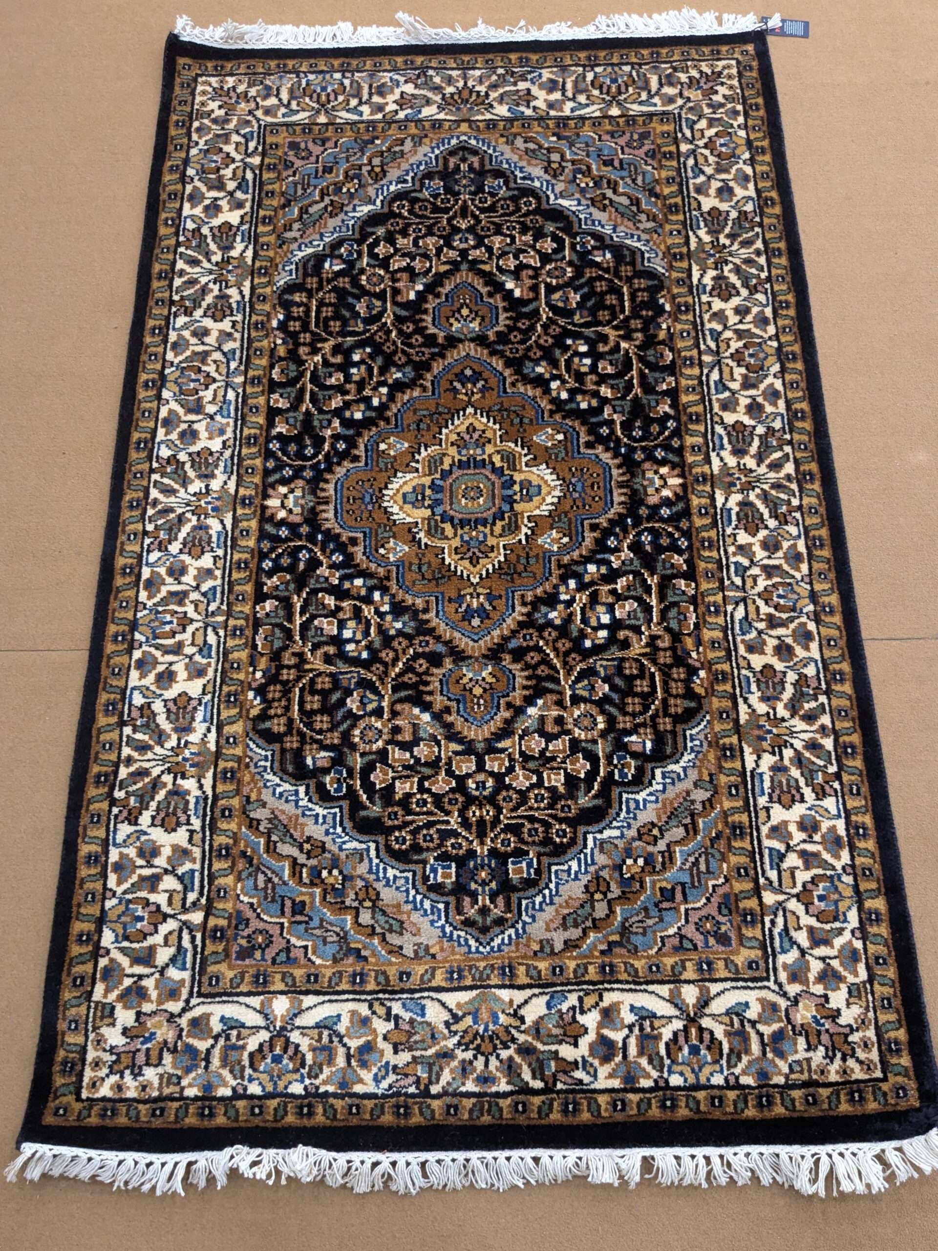 Blue Persian Knotted Wool Carpet - 3FT X 5FT | 90CM X 150CM