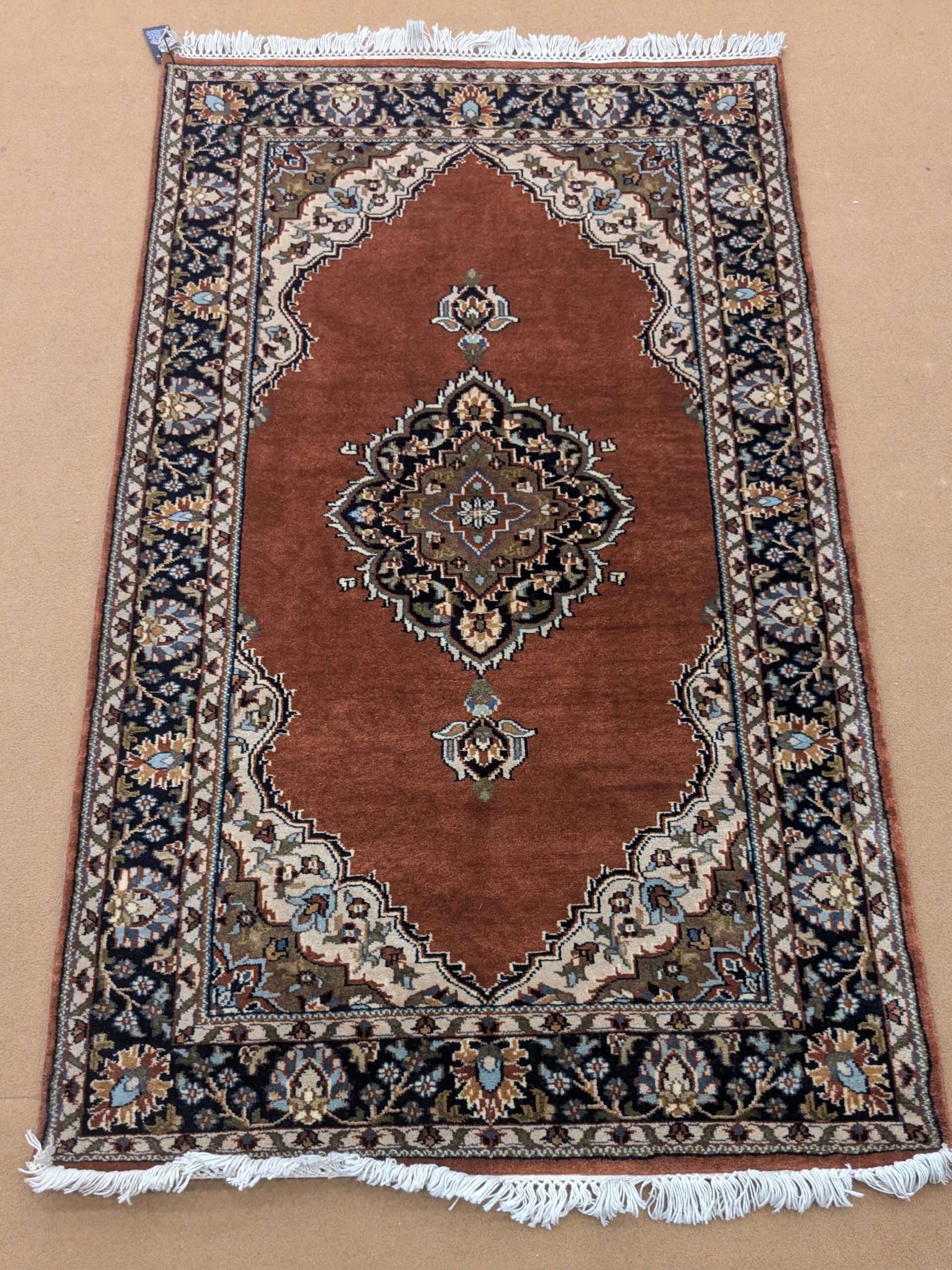 Red Kirman Hand Knotted Wool Carpet - 3FT X 5FT | 90CM X 150CM