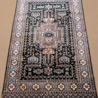 Black Tribal Hand Knotted Wool Carpet - 3FT X 5FT | 90CM X 150CM