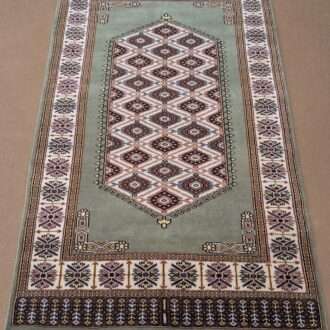 Green Kirman Hand Knotted Wool Carpet - 3FT X 5FT | 90CM X 150CM