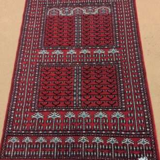 Red Family Design Knotted Wool Carpet - 3FT X 5FT | 90CM X 150CM