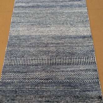 Modern Strip Design Hand Knotted Wool Carpet - 3FT X 5FT | 90CM X 150CM