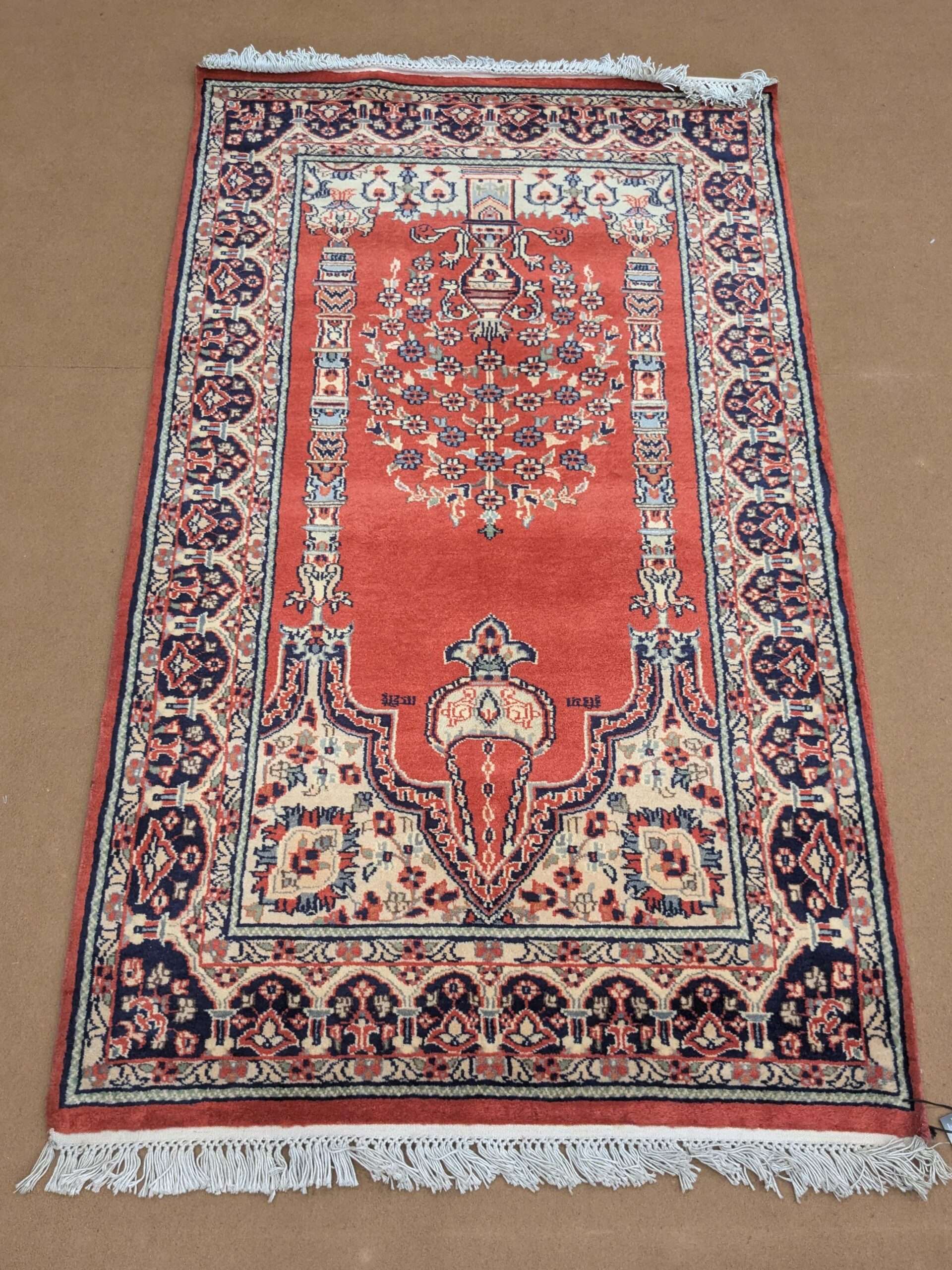 Red Persian Design Hand Knotted Wool Carpet - 3FT X 5FT | 90CM X 150CM