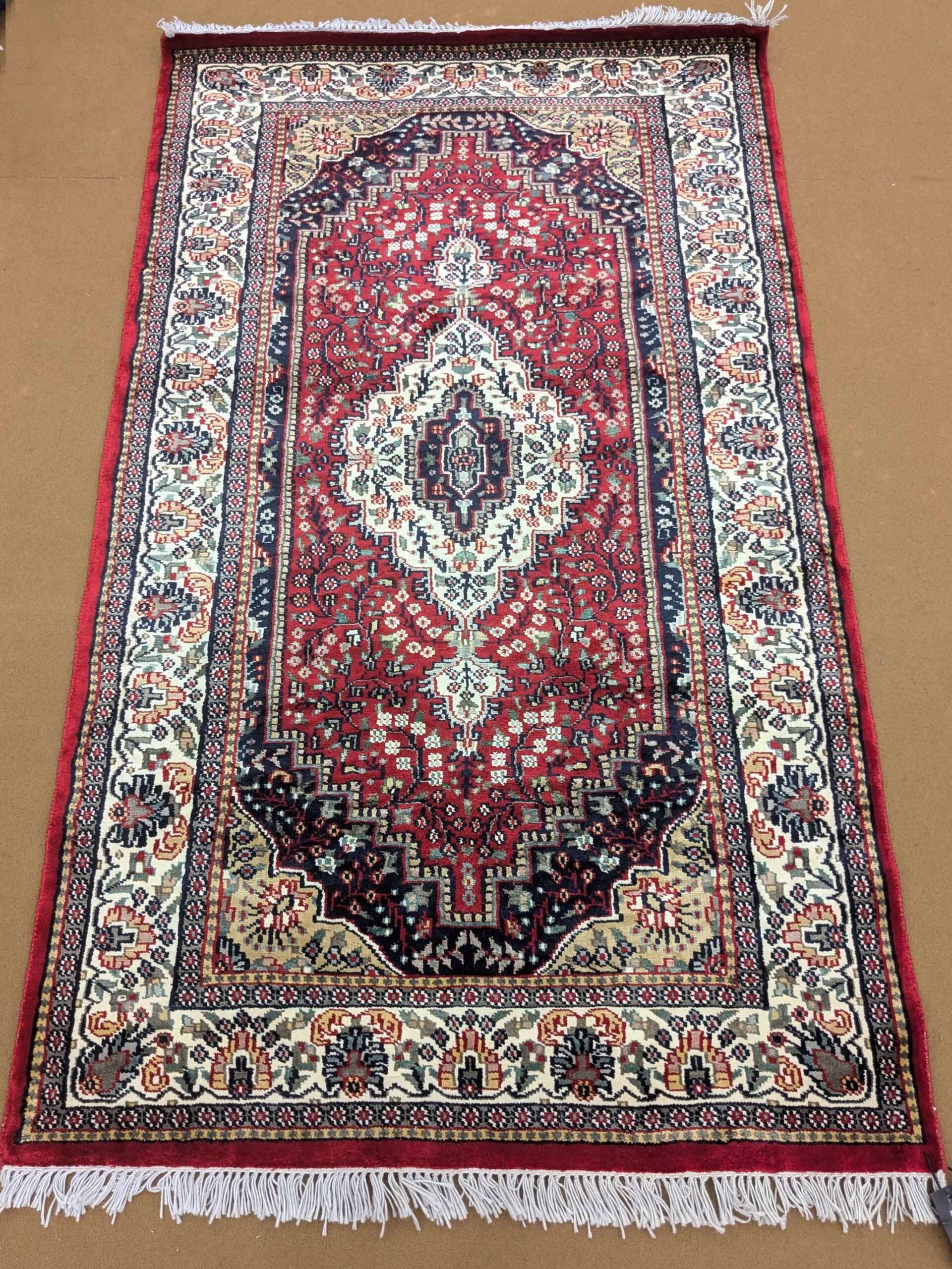 Red Persian Hand Knotted Wool Carpet - 3FT X 5FT | 90CM X 150CM