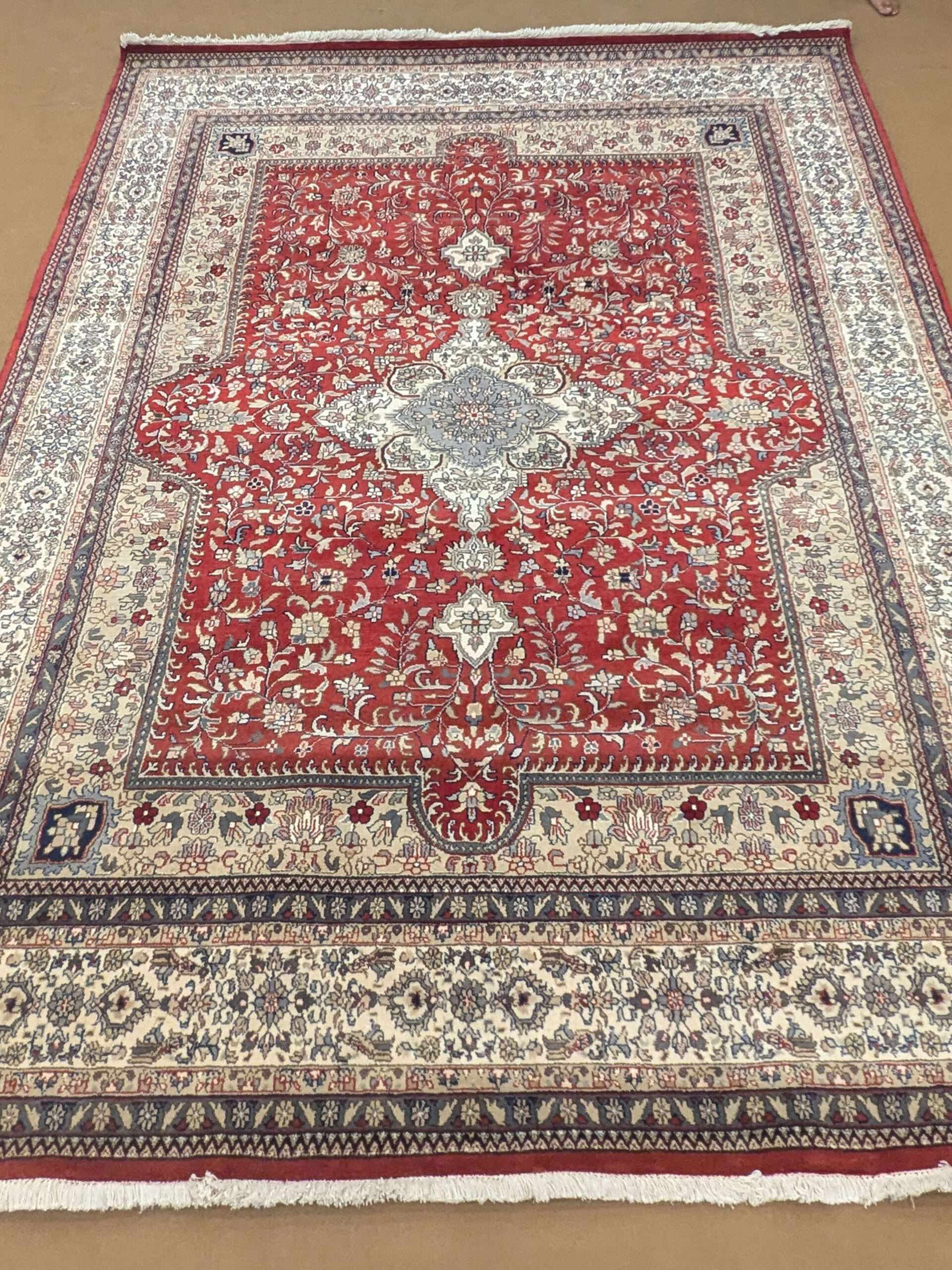 Red Persian Knotted Wool Carpet - 8FT X 10FT | 240CM X 300CM