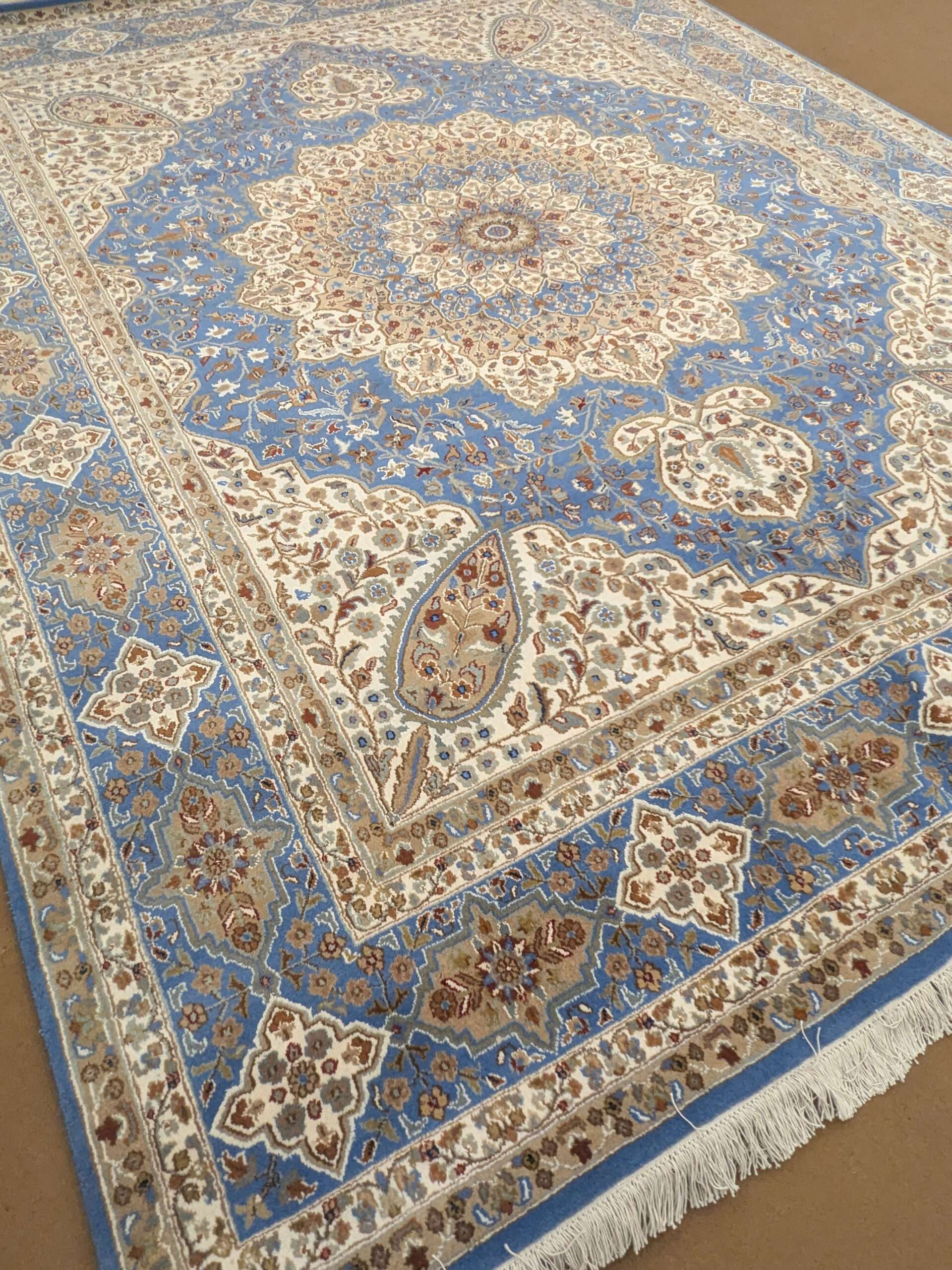Blue Persian Knotted Wool Carpet - 8FT X 10FT | 240CM X 300CM - Image 3