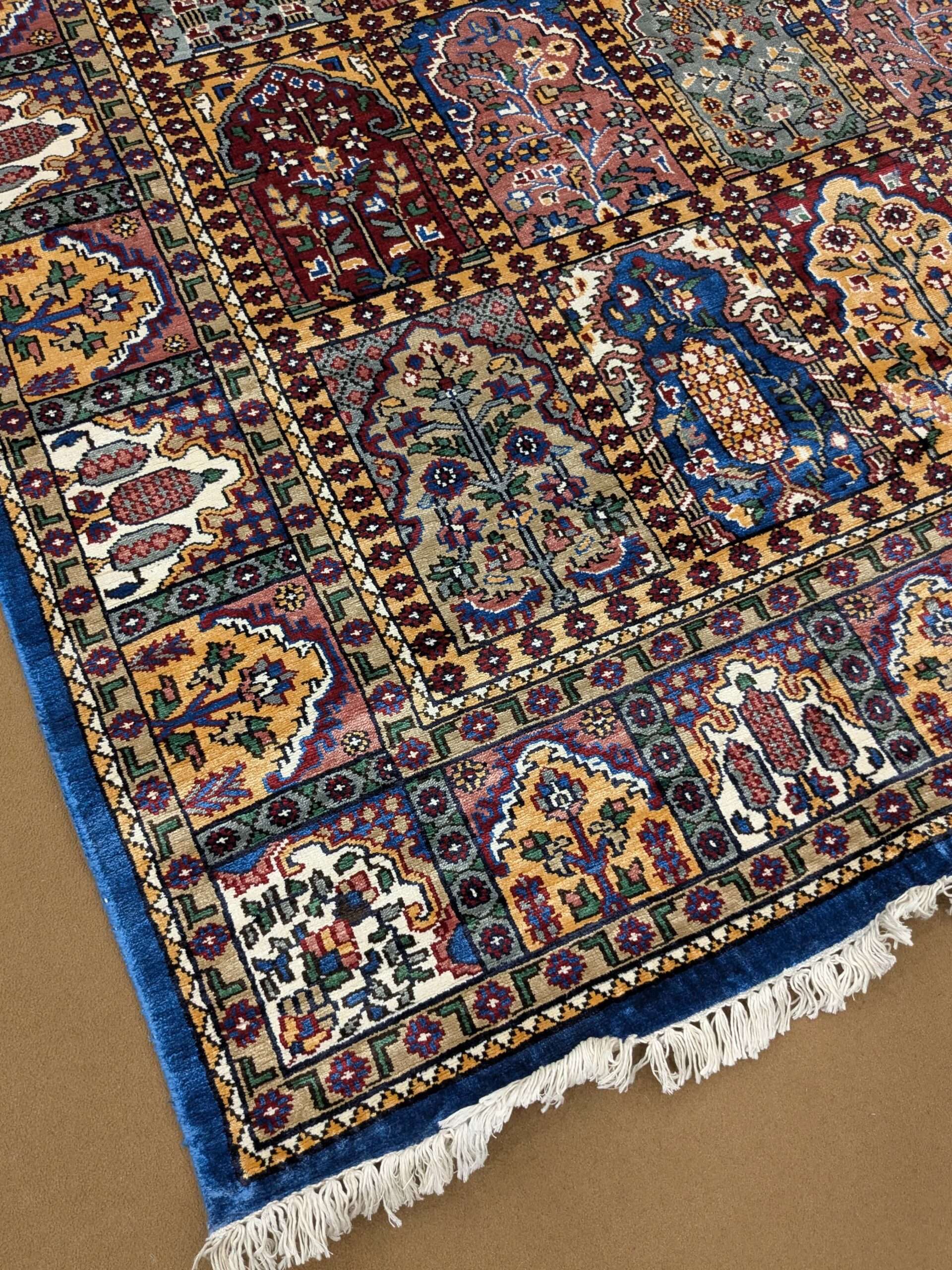 Blue Mughal Garden Hand Knotted Wool Carpet - 6FT X 9FT | 180CM X 270CM - Image 2