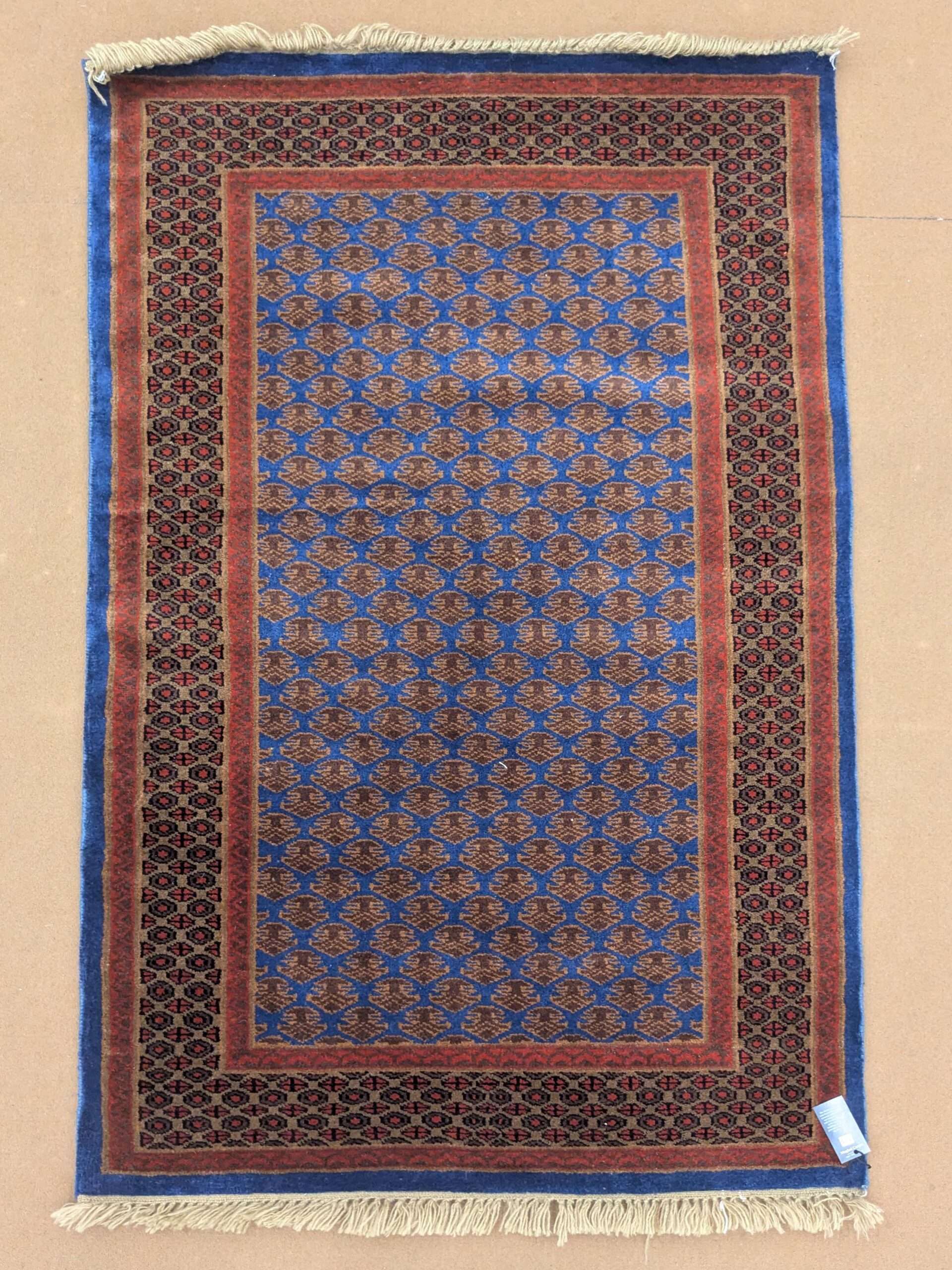 Blue Baby Elephant Foot Print Hand Knotted Wool Carpet - 3FT X 5FT | 90CM X 150CM - Image 2