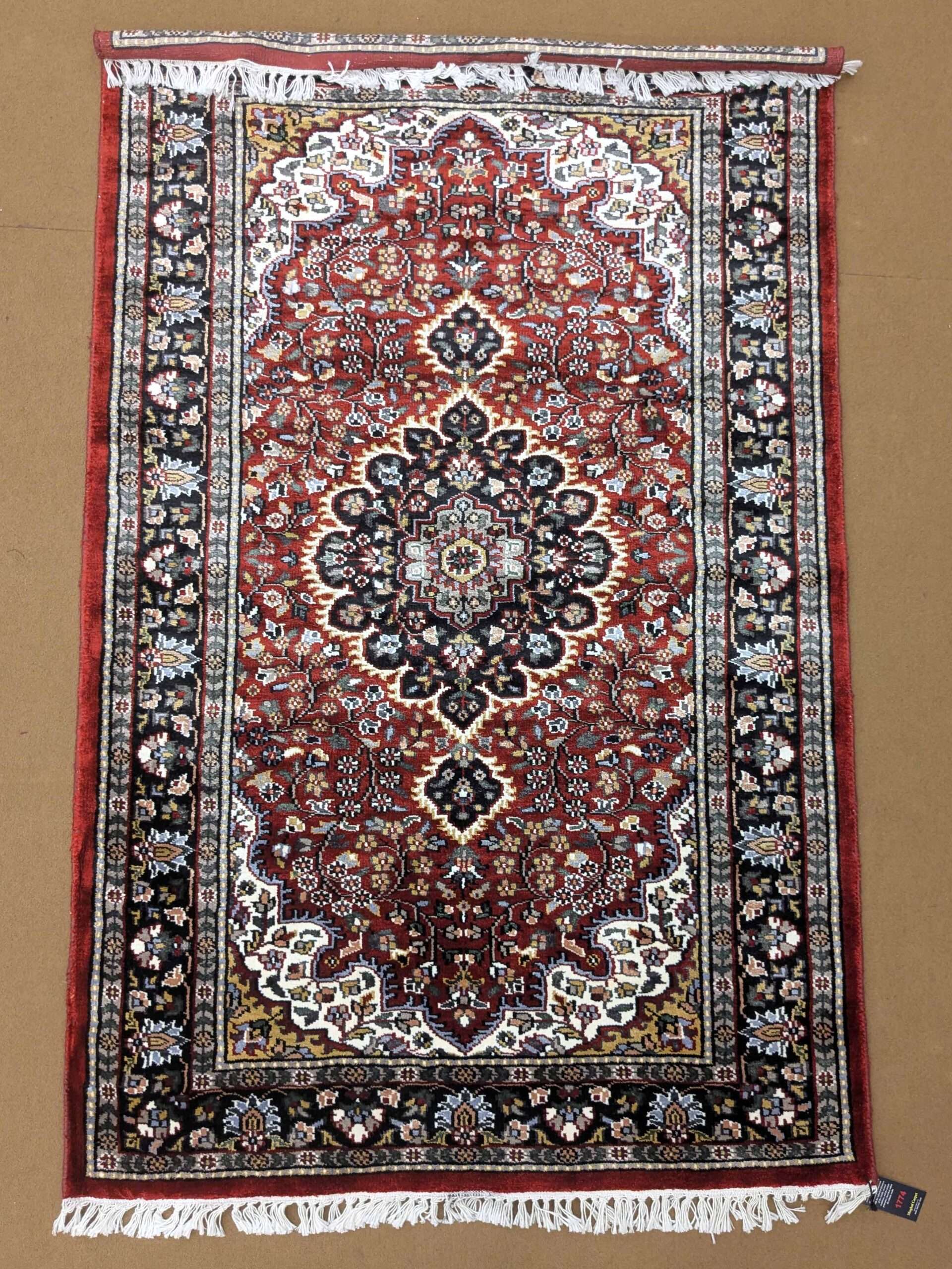Red Persian Designer Hand Knotted Wool Carpet - 3FT X 5FT | 90CM X 150CM - Image 2