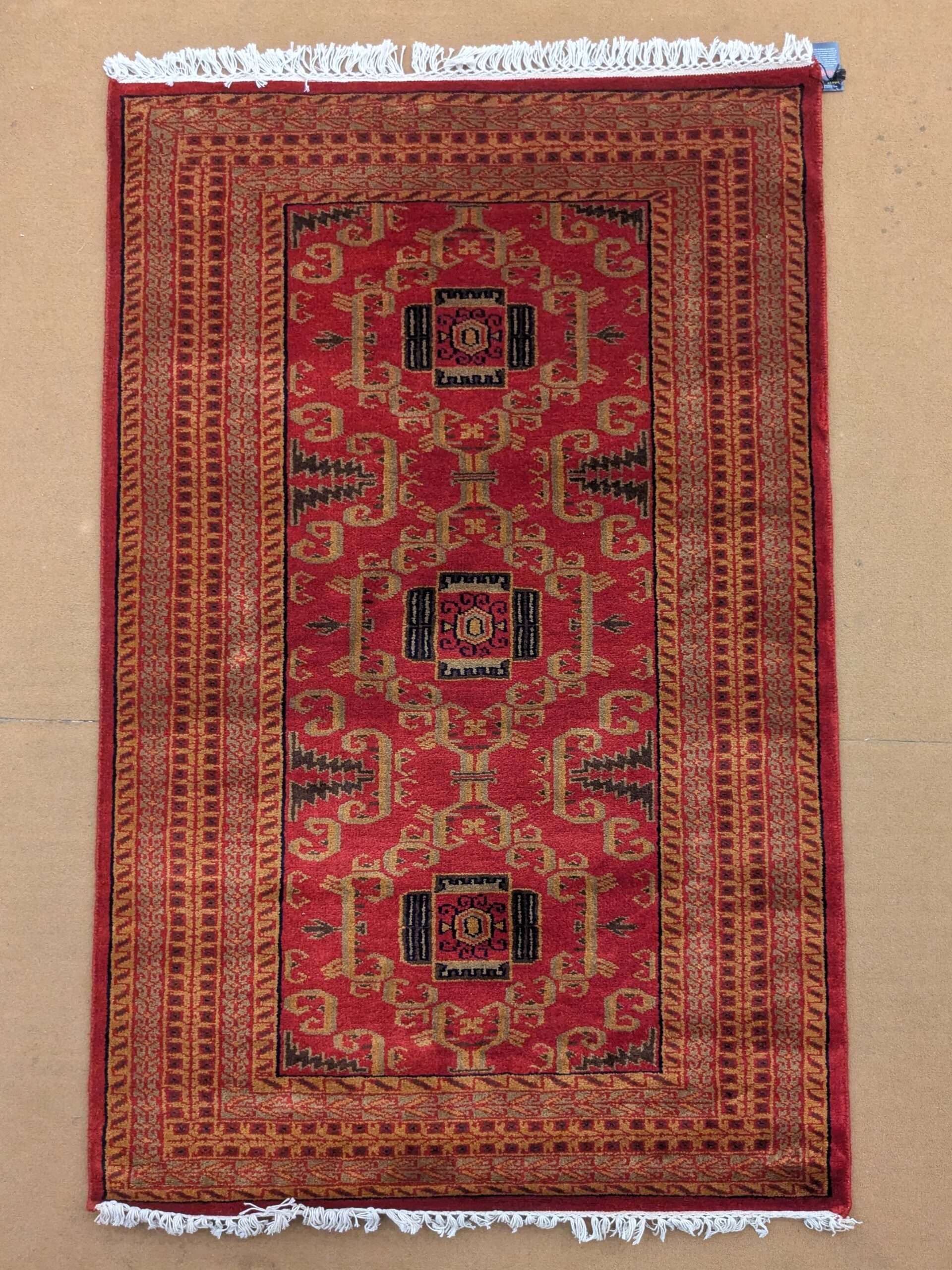 Red Tribal Hand Knotted Wool Carpet - 3FT X 5FT | 90CM X 150CM - Image 2