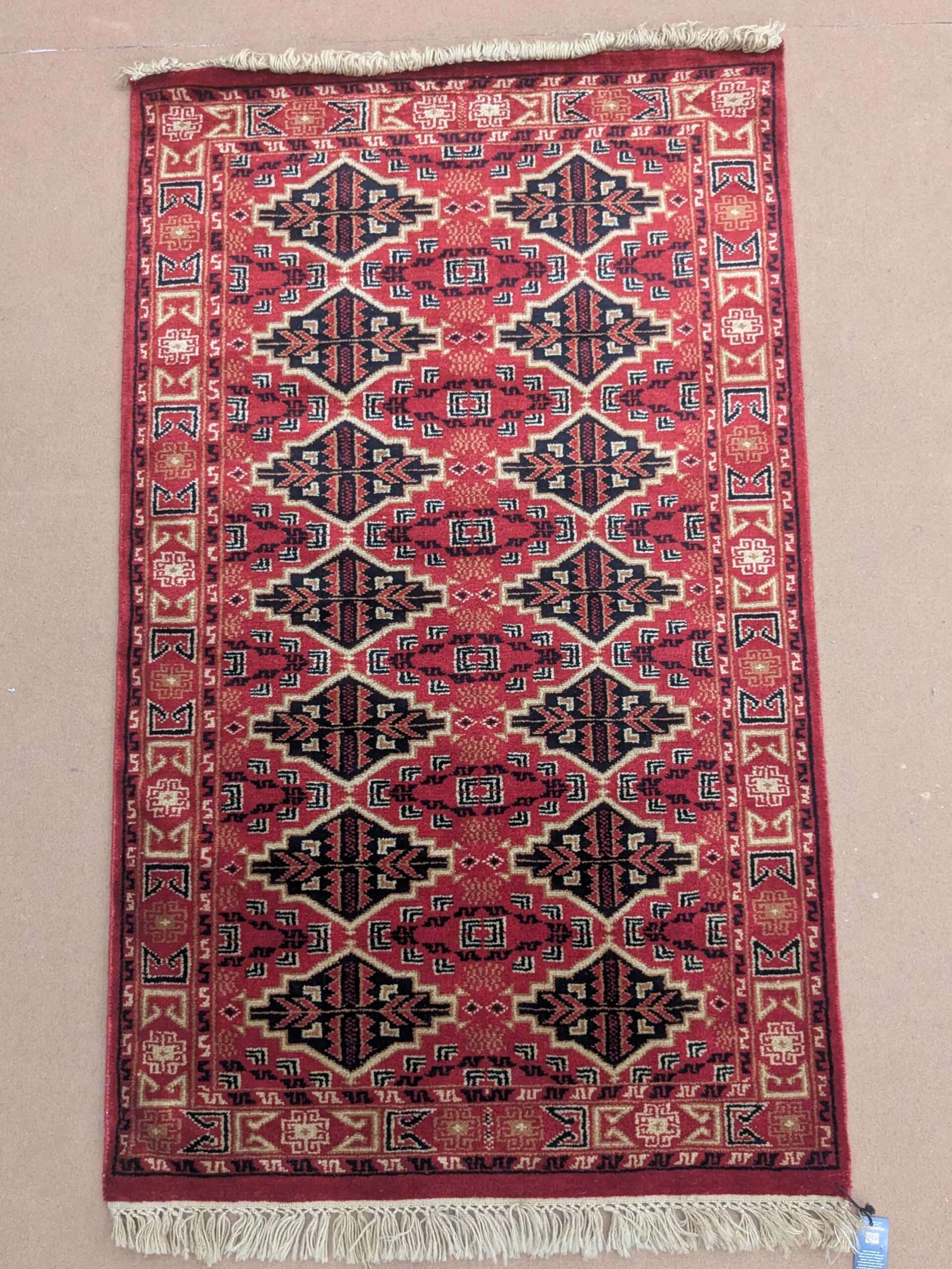 Red Tribal Knotted Wool Carpet - 3FT X 5FT | 90CM X 150CM - Image 2