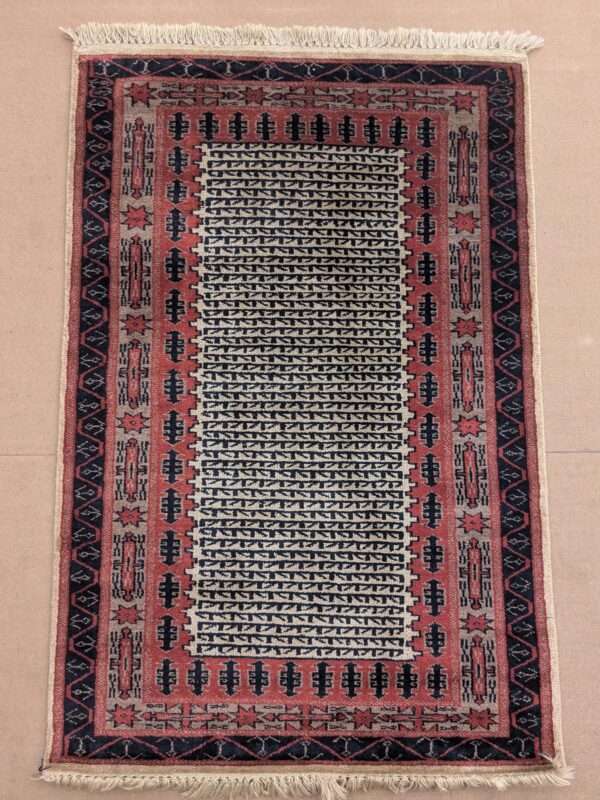 Beige Tribal Hand Knotted Wool Carpet - 3FT X 5FT | 90CM X 150CM - Image 2