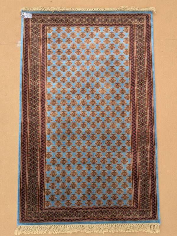Blue Baby Elephant Footprint Knotted Wool Carpet - 3FT X 5FT | 90CM X 150CM - Image 2