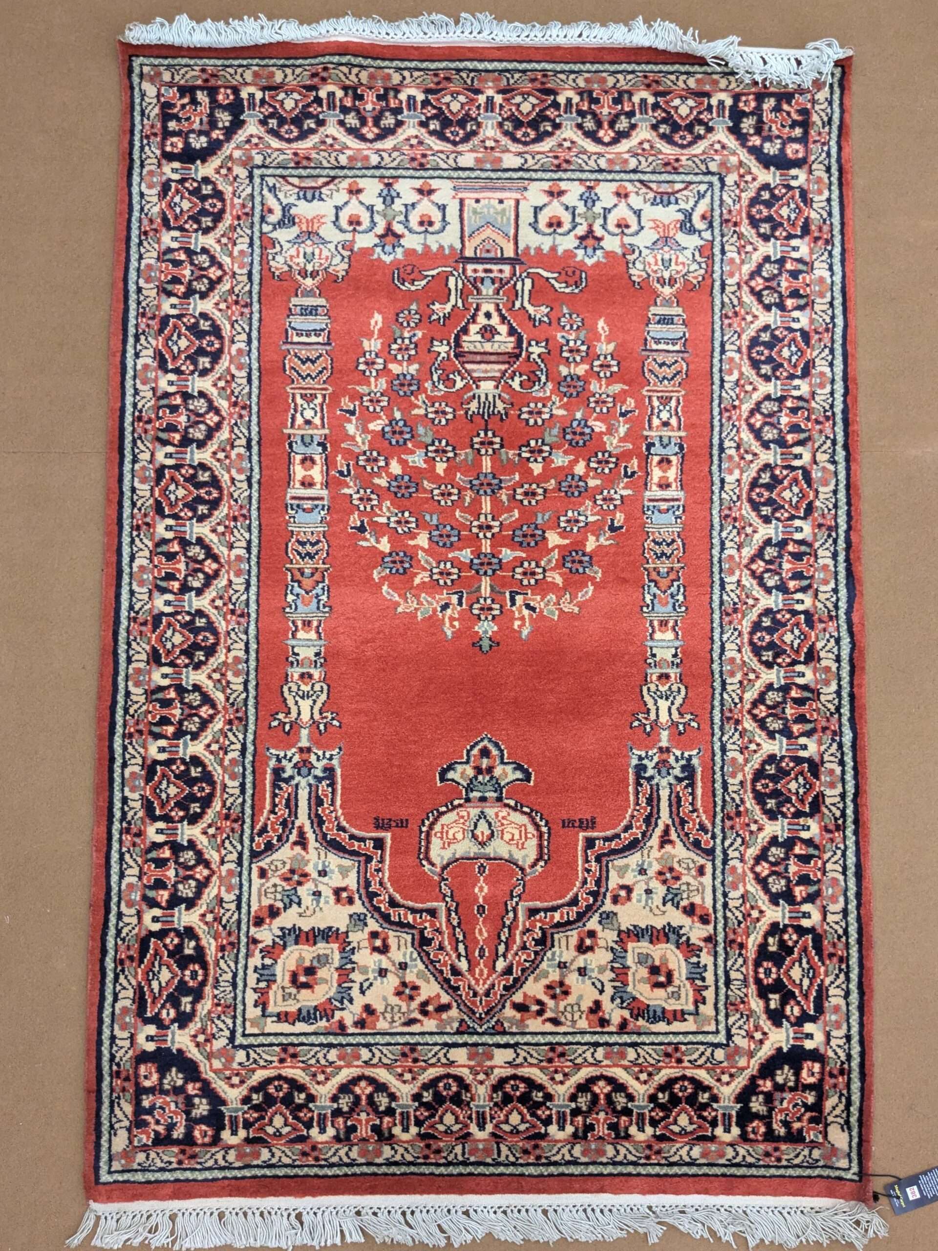 Red Persian Design Hand Knotted Wool Carpet - 3FT X 5FT | 90CM X 150CM - Image 2