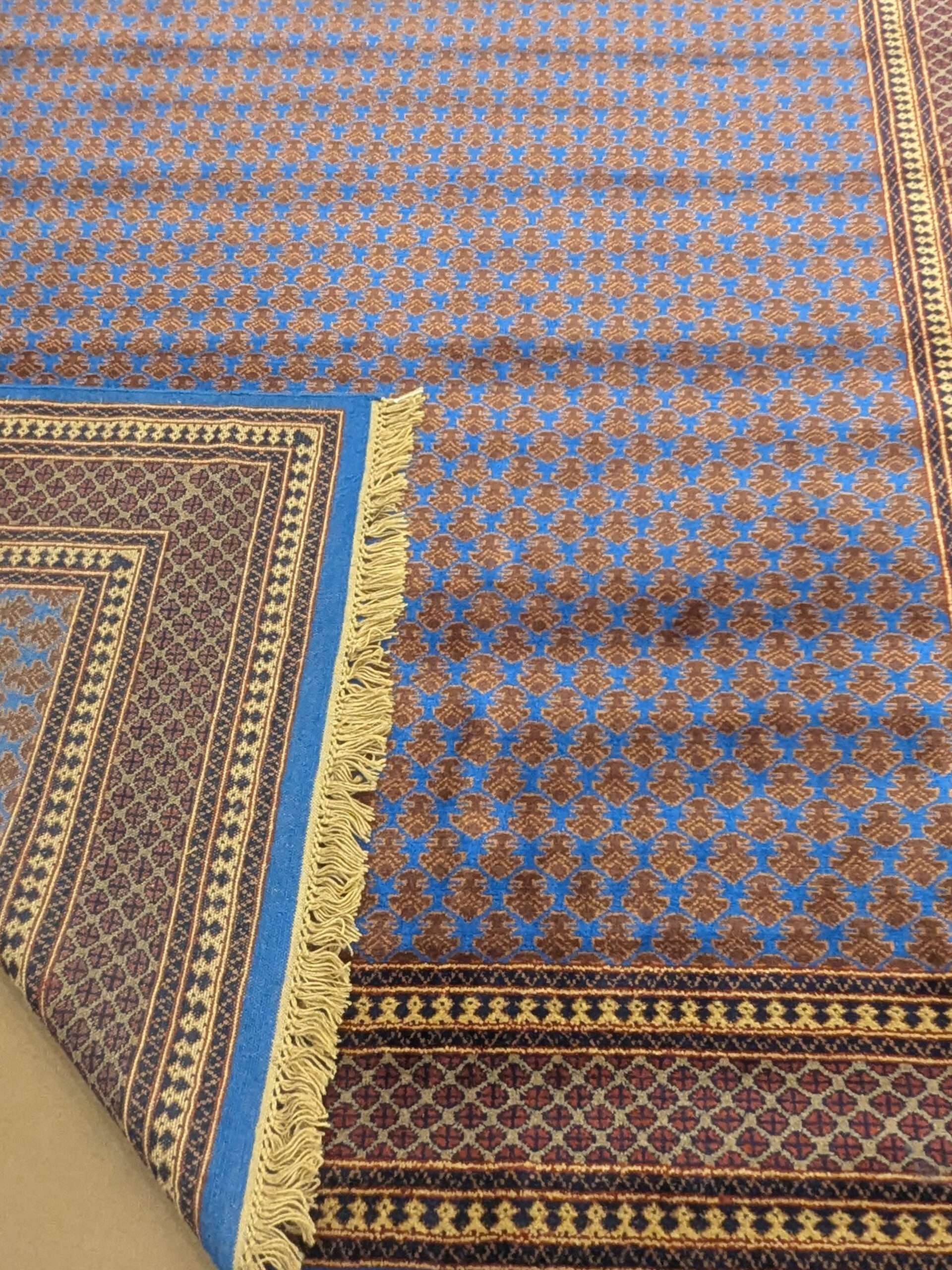 Blue Tribal Knotted Wool Carpet - 8FT X 10FT | 240CM X 300CM - Image 3