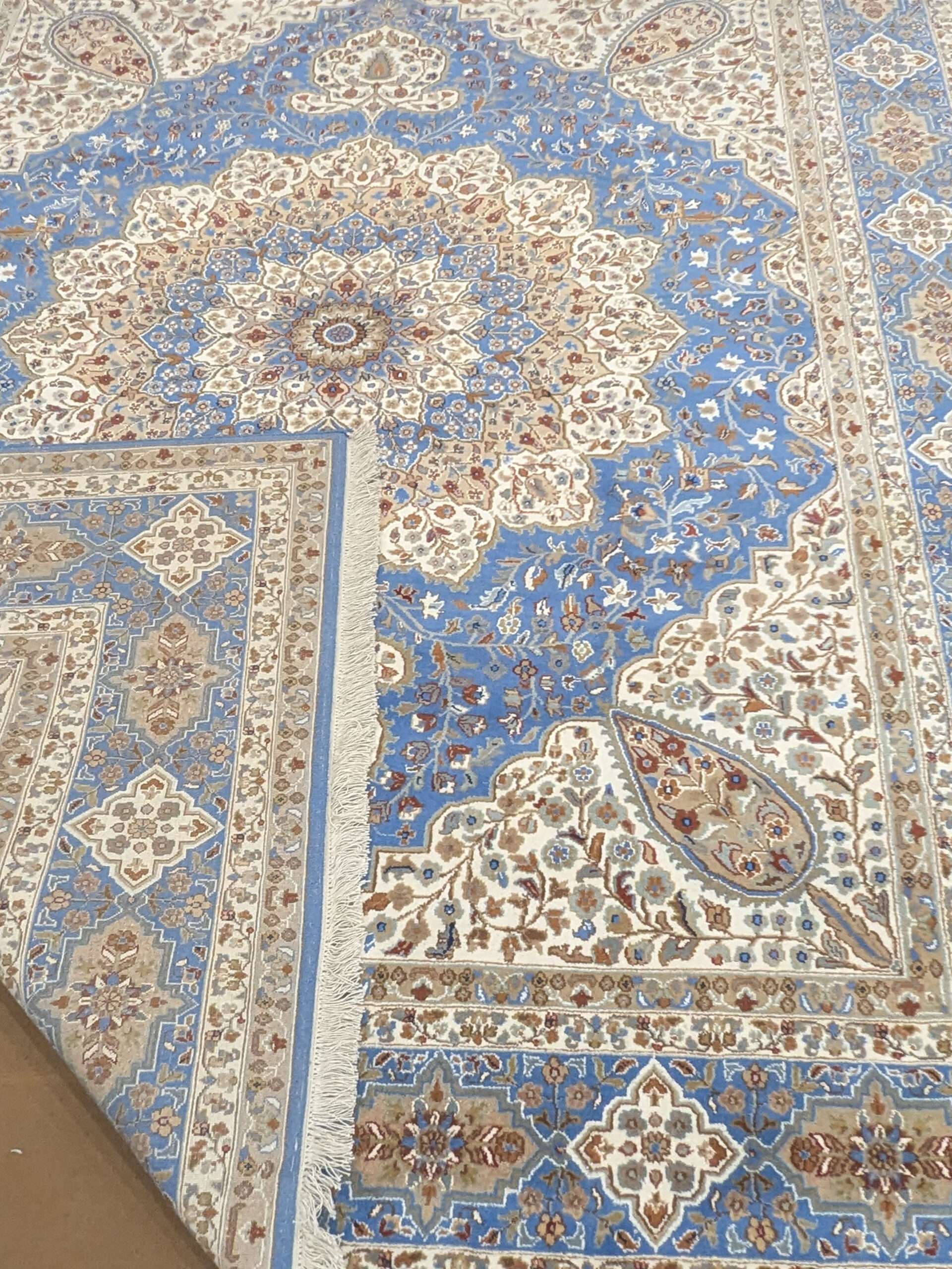 Blue Persian Knotted Wool Carpet - 8FT X 10FT | 240CM X 300CM - Image 4