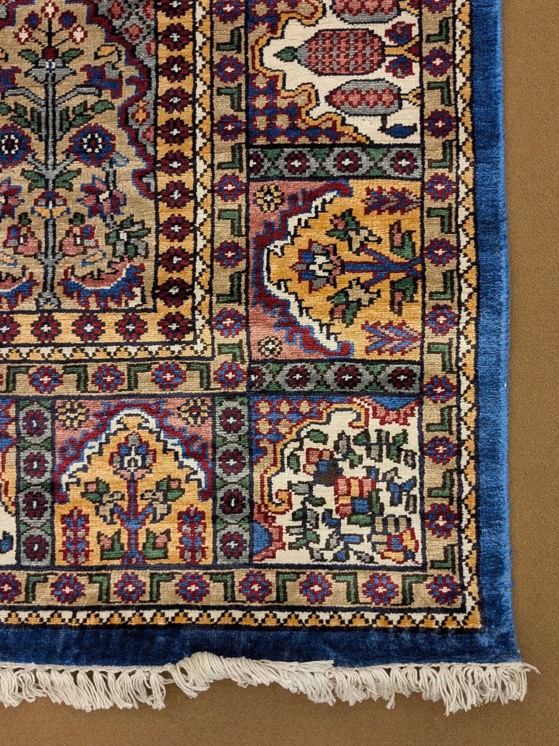 Blue Mughal Garden Hand Knotted Wool Carpet - 6FT X 9FT | 180CM X 270CM - Image 3