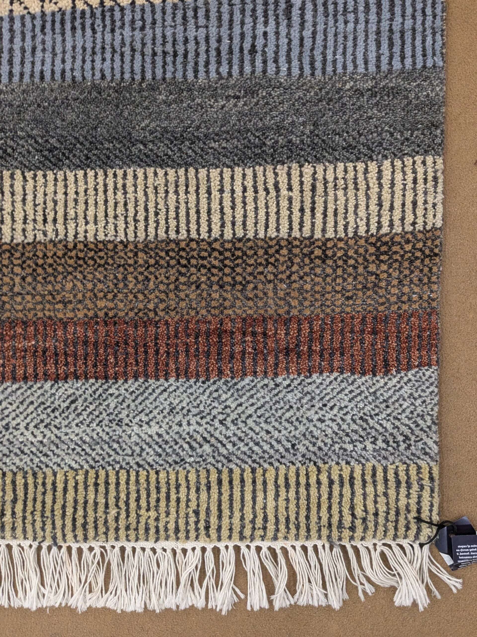 Modern Stripe Design Hand Knotted Wool Carpet - 6FT X 9FT | 180CM X 270CM - Image 3