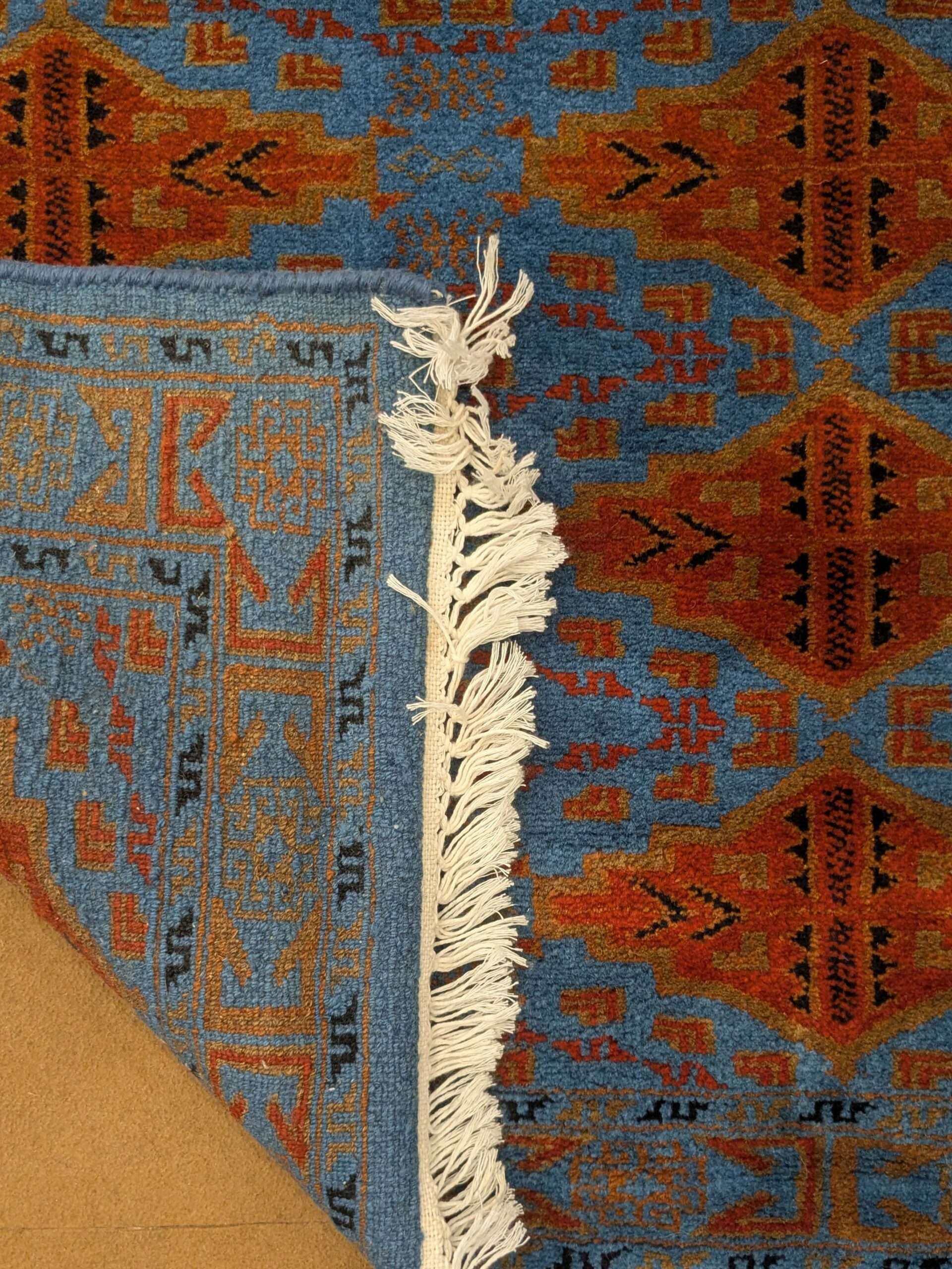 Blue Tribal Hand Knotted Wool Carpet - 3FT X 5FT | 90CM X 150CM - Image 3